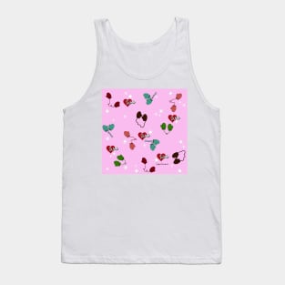 Winter Love Mittens and Snowflake Pattern on Fuchsia Pink Tank Top